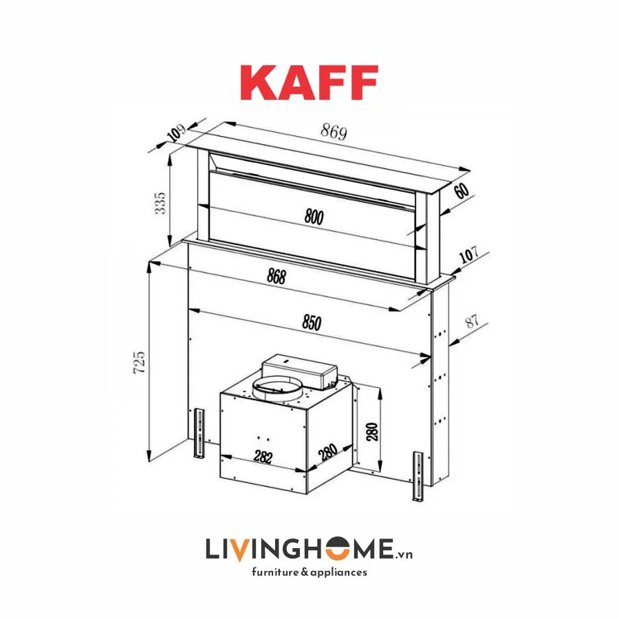 Máy Hút Mùi Kaff KF-AT900 Âm Bàn 1000m3/h 22 Máy Hút Mùi Kaff KF-AT900
