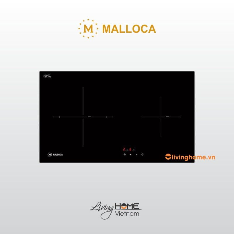 Bếp điện Malloca MR 732 kính âm 2 điện màu đen mặt kính Shott Ceran