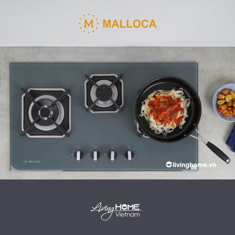 Bếp gas âm Malloca AS 9603DG 3 gas với thiết kế màu xám sành điệu sẽ giúp không gian bếp nhà bạn thêm phần mát mẻ, tươi mới