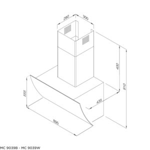 Máy hút mùi Malloca MC 9039W áp tường trắng cao cấp