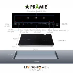 Bếp Điện Từ Pramie PRTH 3201 78CM 2 Từ 1 Điện Kính Ceramic 9 Bếp điện từ Pramie PRTH 320