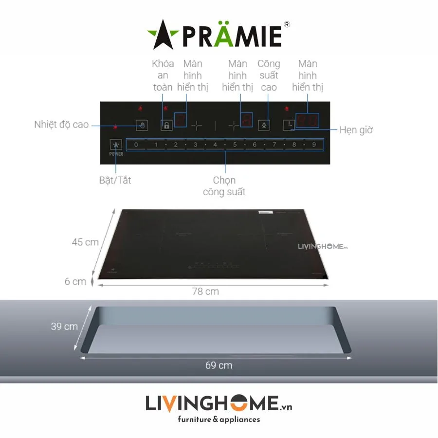 Bếp từ Pramie IPP 6588 đôi thông minh tiết kiệm điện 12 Bếp từ Pramie IPP 6588