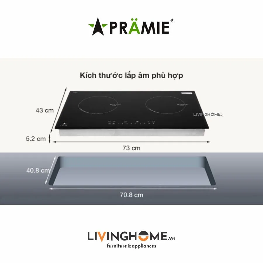 Bếp từ Pramie PRTH 2201 đôi thiết kế màu đen, sang trọng 26 Bếp từ Pramie PRTH 2201