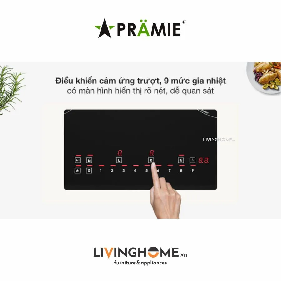 Bếp từ Pramie PRTH 2201 đôi thiết kế màu đen, sang trọng 24 Bếp từ Pramie PRTH 2201