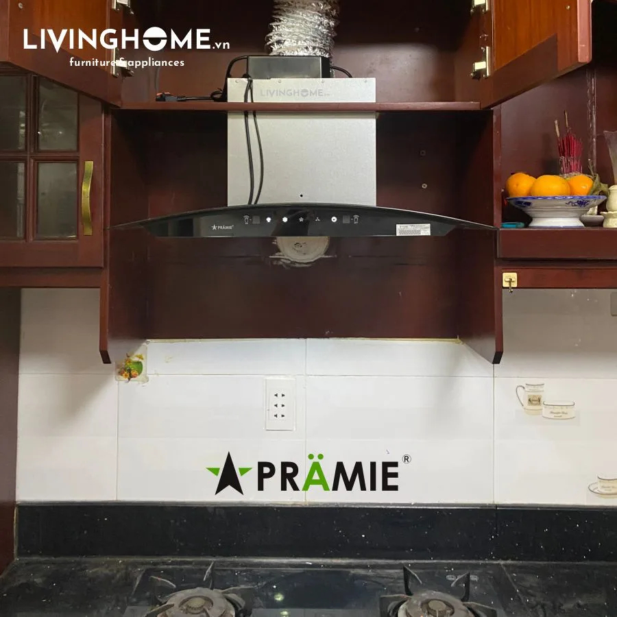 Máy hút mùi Pramie AC17 700 AIR 70CM Vẩy Tay 1100m3/h 29 Hình ảnh lắp đặt thực tế Máy hút mùi Pramie AC17 700 Air