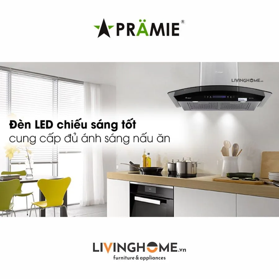 Máy hút mùi Pramie AC22 700 thiết kế kính cong bền tốt 8 Máy hút mùi Pramie AC22 700
