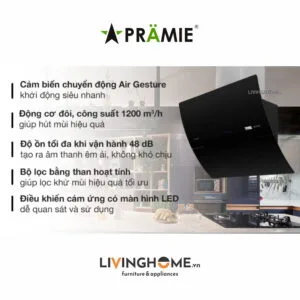 Máy hút mùi Pramie DE19 900 thông minh kính vát vẫy tay 20 Máy hút mùi Pramie DE19 900