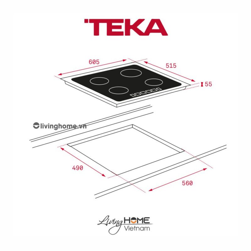 Bếp từ Teka iKnob IT 6350 âm 3 vùng nấu kính Schott ceran điều khiển cảm ứng thông minh