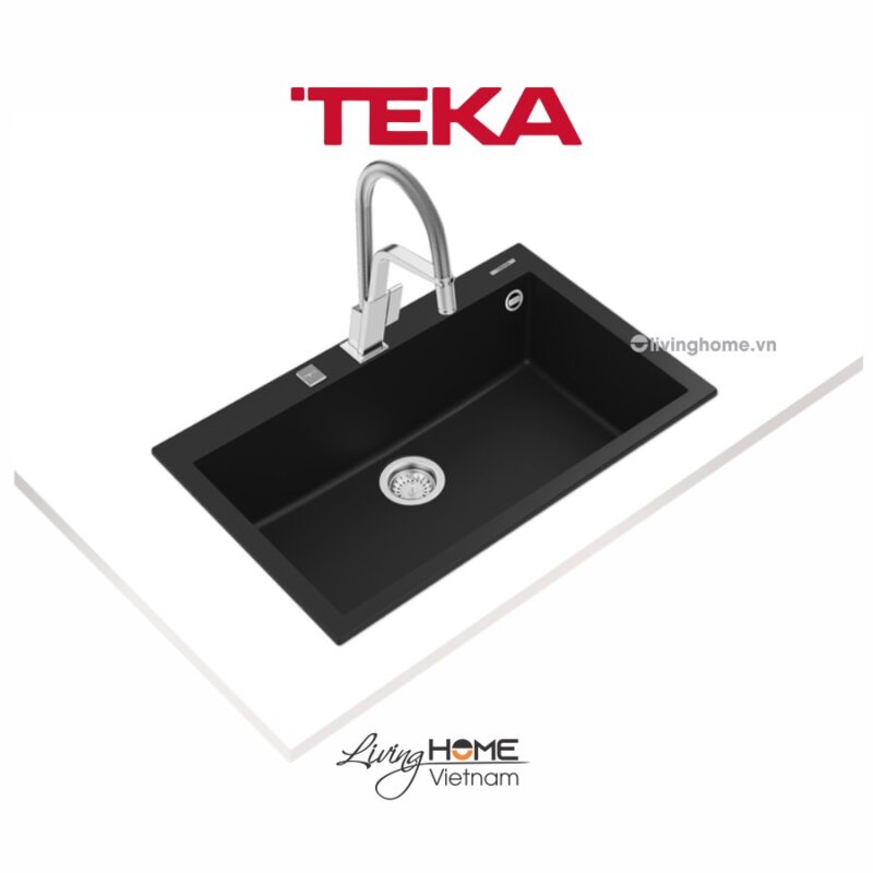 Chậu rửa Teka FORSQUARE 72-40 TG Bl lắp nổi đá thạch anh màu đen 79cm