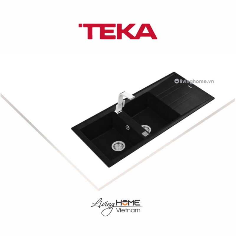 Chậu rửa Teka STONE 80 B-TG 2B 1D Bl lắp nổi đá thạch anh màu đen