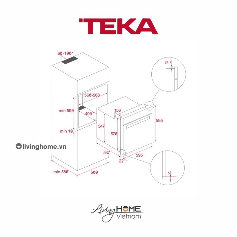 Lò nướng Teka HSB 6525 âm đối lưu 6 chức năng nướng