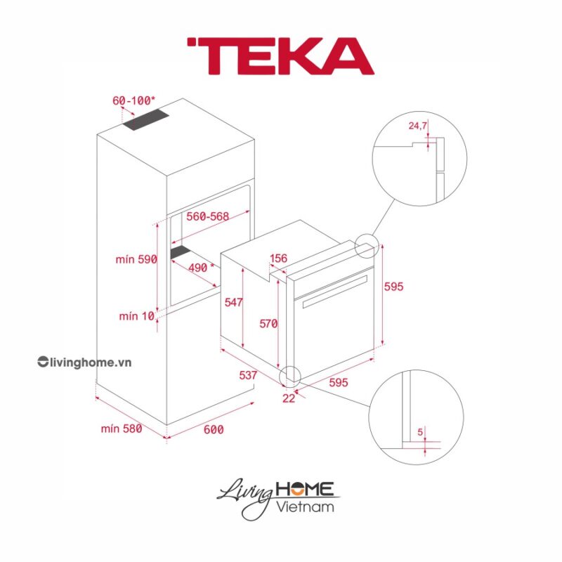 Lò nướng Teka HSB 615 thép không gỉ dung tích 70L