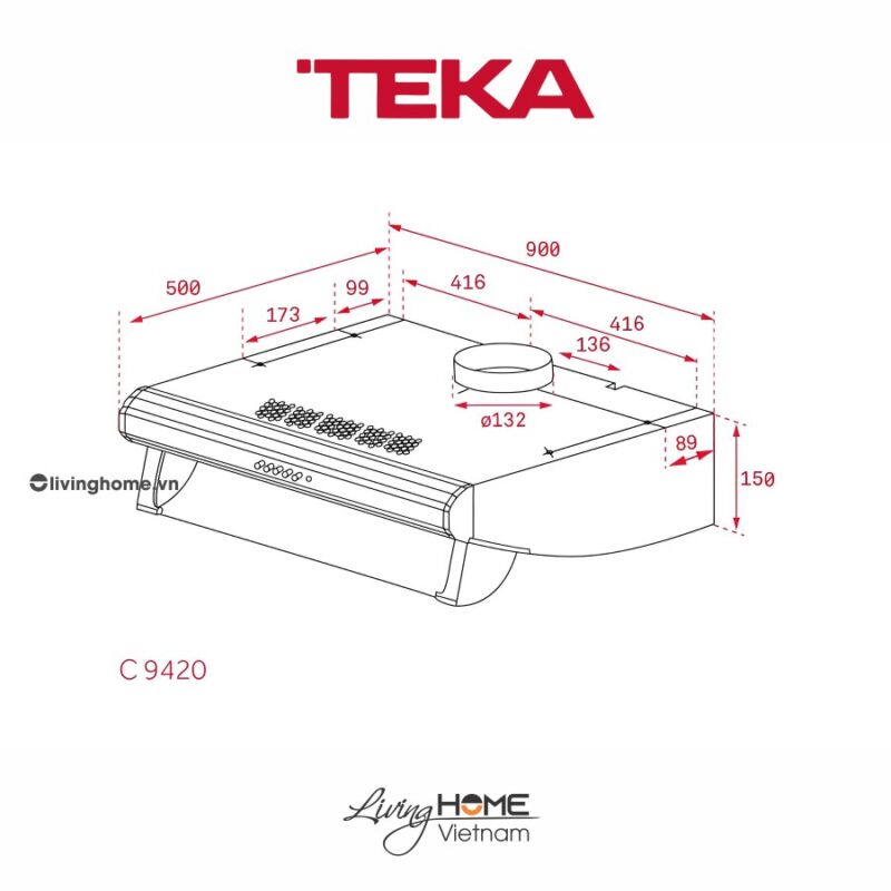 Máy hút mùi Teka C 9420 âm cố định bền bỉ tiện lợi