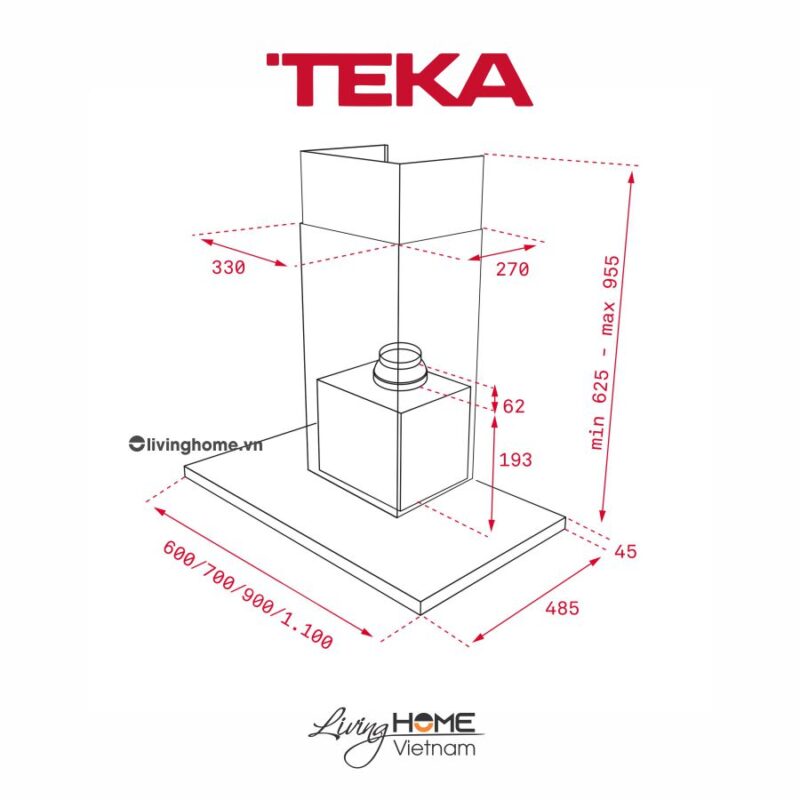 Máy hút mùi Teka DPL 986 T áp tường cao cấp tinh tế