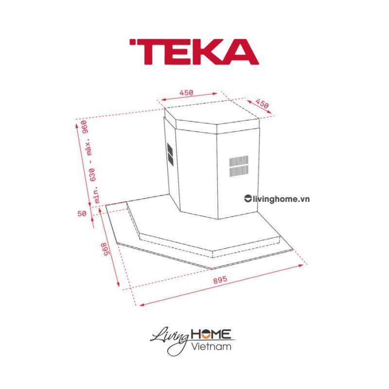 Máy hút mùi Teka DQ2 985 áp tường thiết kế độc đáo công suất mạnh