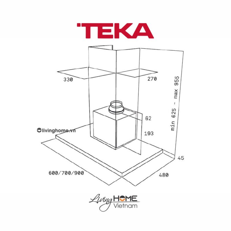 Máy hút mùi Teka DSJ 750 áp tường nhỏ gọn tiết kiệm diện tích