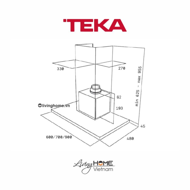 Máy hút mùi Teka DSJ 950 áp tường kim loại cao cấp bền bỉ