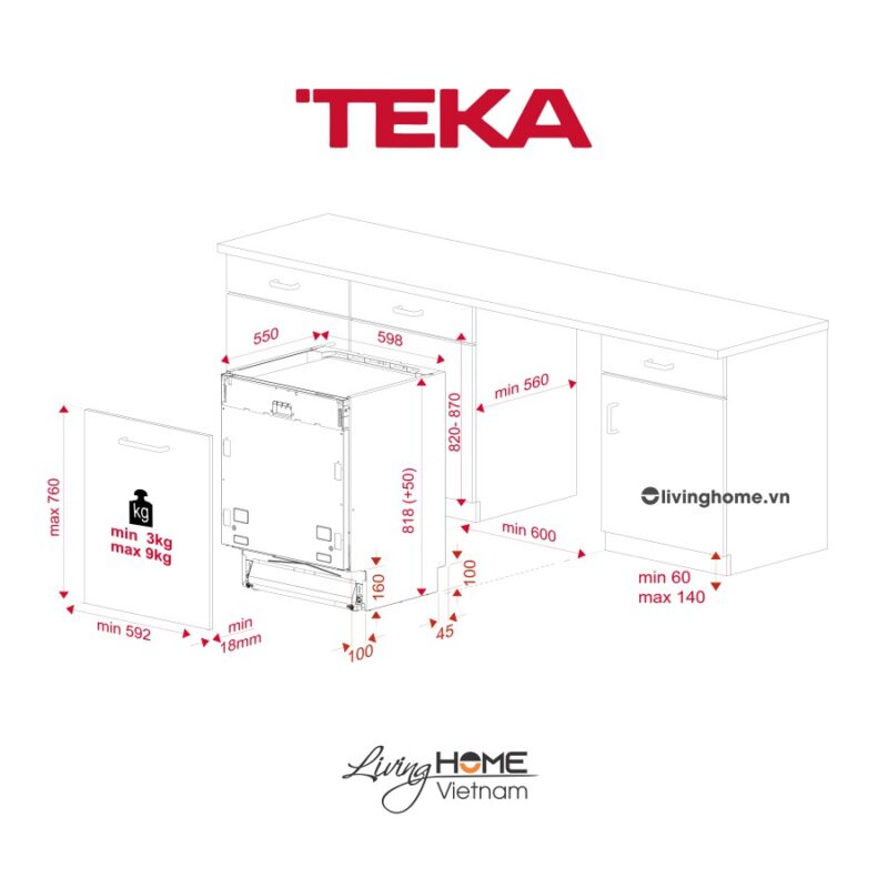 Máy rửa chén Teka DFI 46950 âm toàn phần thông minh 15 bộ chén dĩa