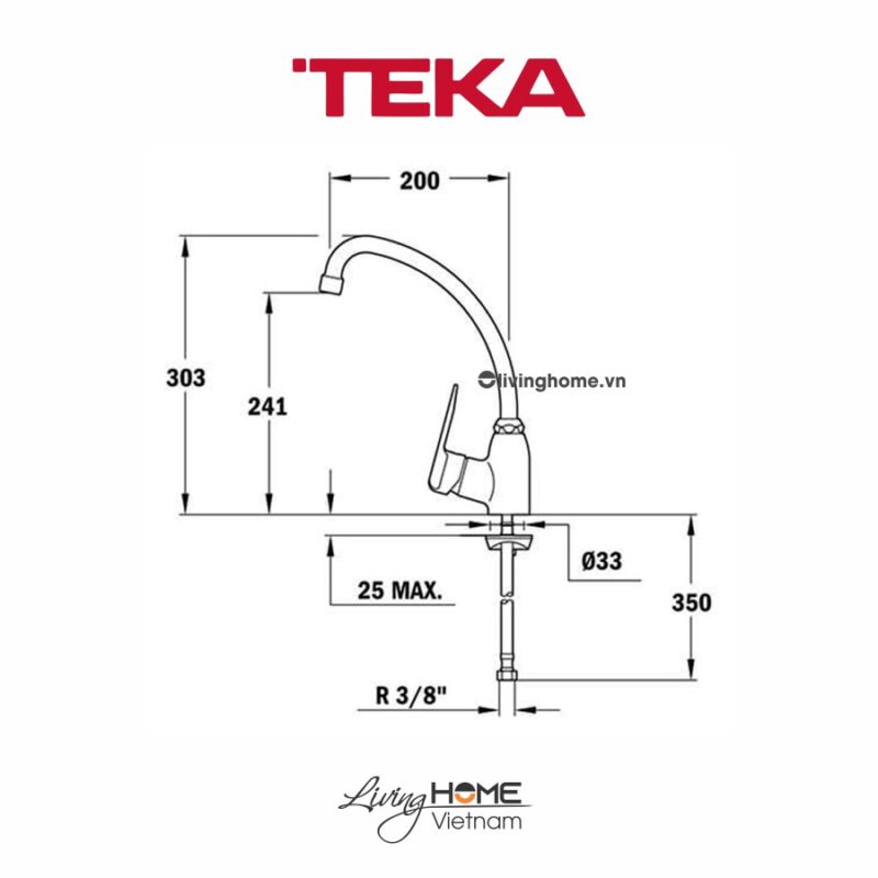 Vòi rửa chén Teka IN 912 nóng lạnh chất liệu thép không gỉ