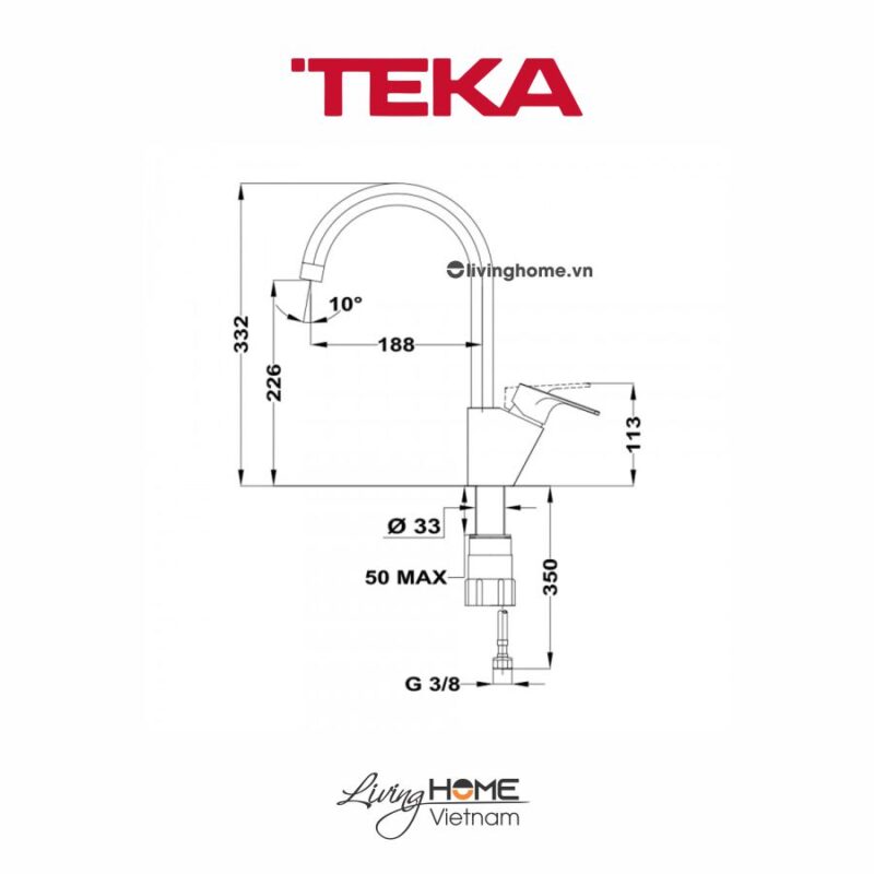 Vòi rửa chén Teka MTP 995 màu chrome thiết kế sang trọng