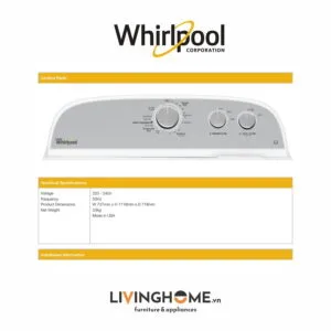Máy sấy Whirlpool 3LWED4815FW 15 Kg dung tích lớn tiện lợi