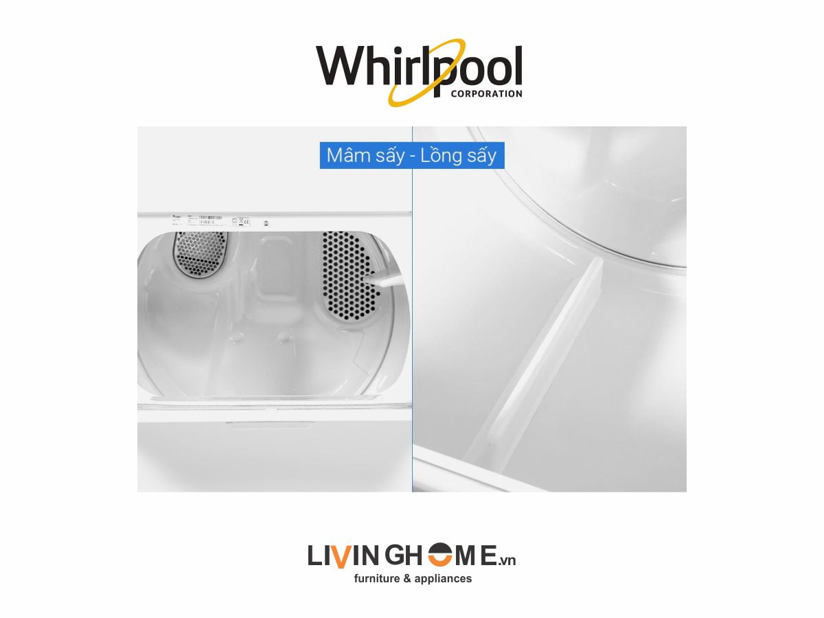 Máy sấy Whirlpool 3LWED4815FW 15 Kg dung tích lớn tiện lợi