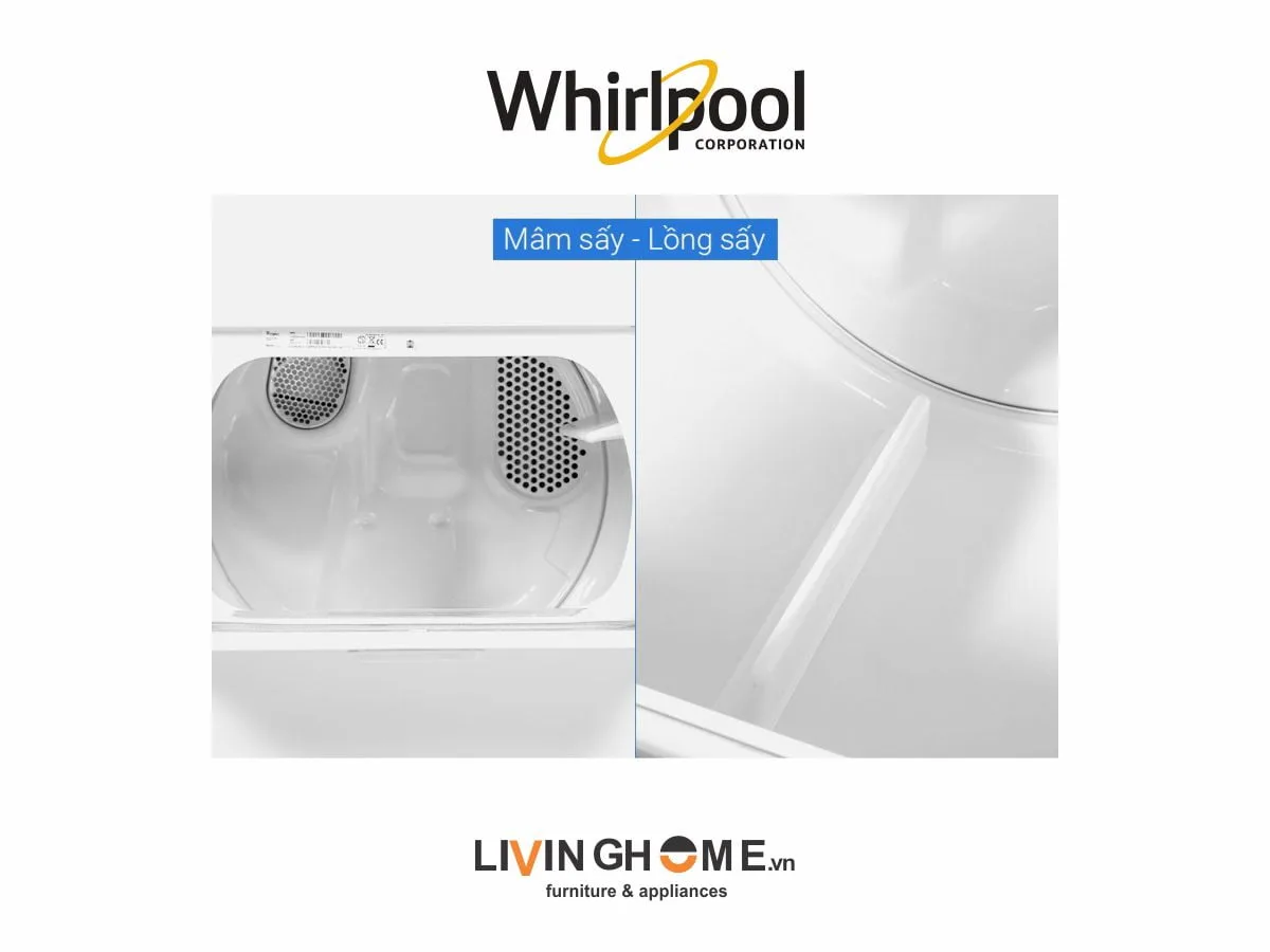 Máy Sấy Whirlpool 3LWED4815FW 15 Kg, Sấy Thông Hơi 32 Máy sấy Whirlpool 3LWED4815FW 15 Kg dung tích lớn tiện lợi