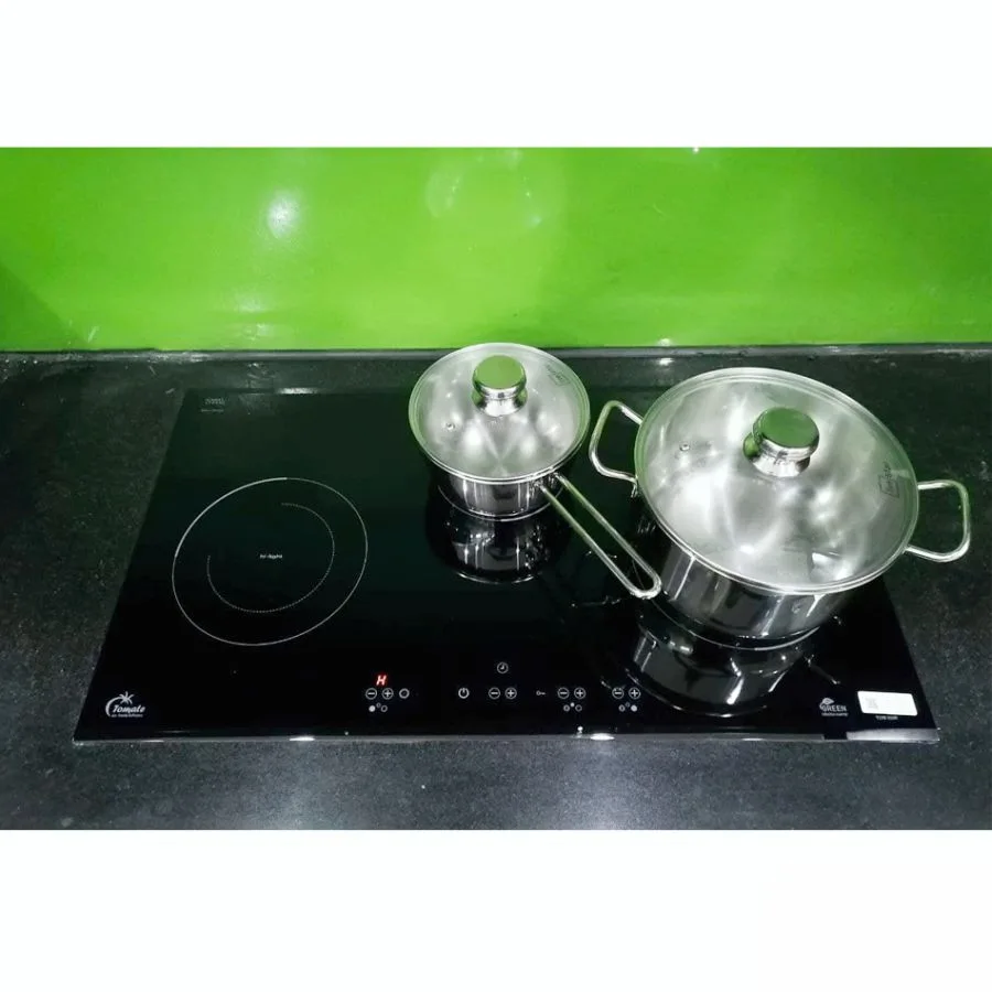 Bếp Điện Từ Tomate TOM 03IR, 77CM, 2 Từ 1 Điện, Mặt Kính Schott Ceran