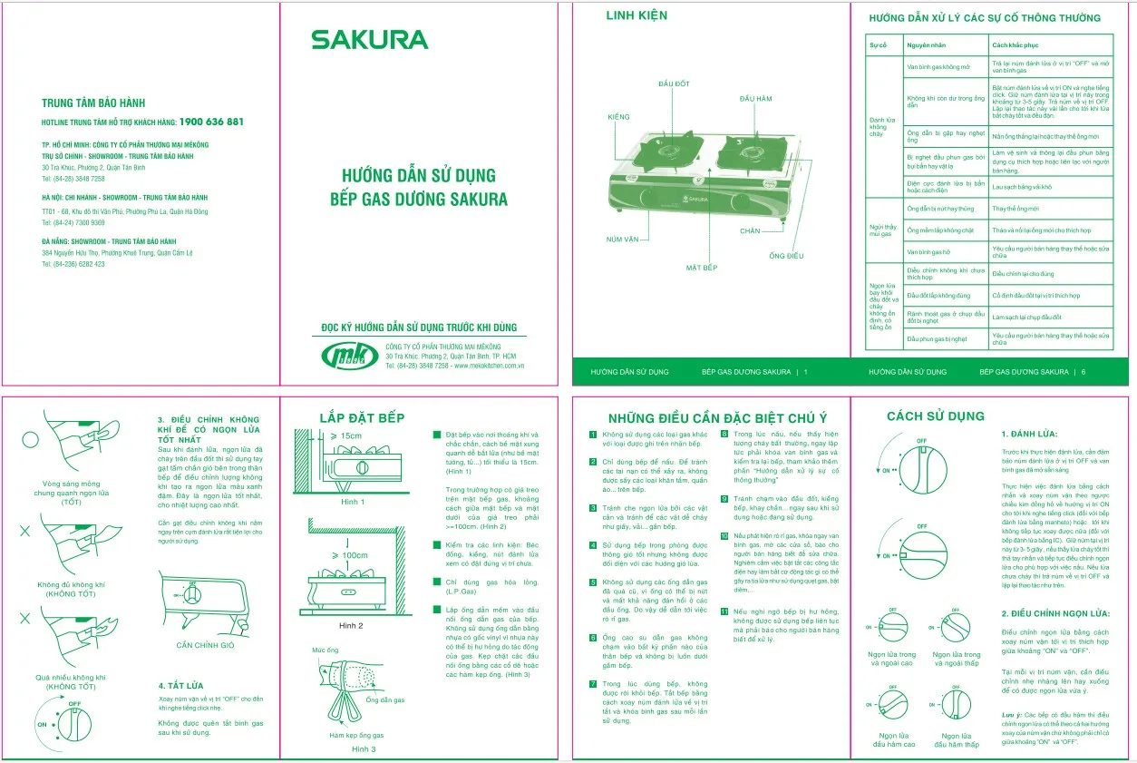 Bếp Gas Đôi Sakura SA-690GB 5 Hướng dẫn sử dụng