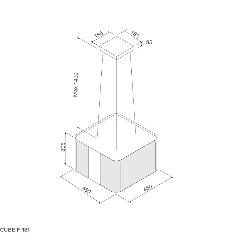 Máy Hút Mùi Malloca CUBE F-181, 45cm, Treo Độc Lập, 600m3/h