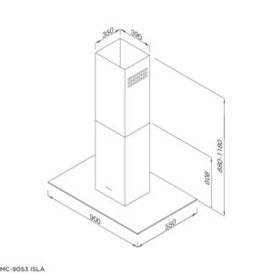 Máy Hút Mùi Malloca MC-9053 ISLA, 90cm, Treo Độc Lập, 850m3/h