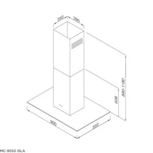 Máy Hút Mùi Malloca MC-9053 ISLA, 90cm, Treo Độc Lập, 850m3/h