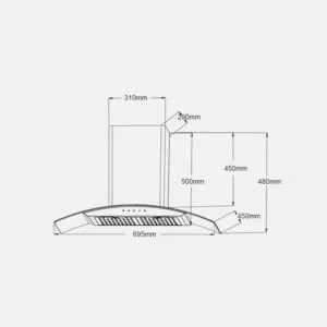 Máy Hút Mùi Áp Tường Sakura SR-7730AG, 73cm, Kính Cong 11 Máy Hút Mùi Khói SAKURA SR-7730AG