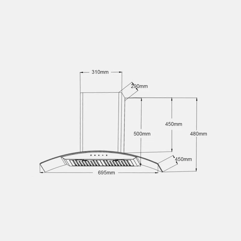Máy Hút Mùi Áp Tường Sakura SR-7730AG, 73cm, Kính Cong 16 Máy Hút Mùi Khói SAKURA SR-7730AG