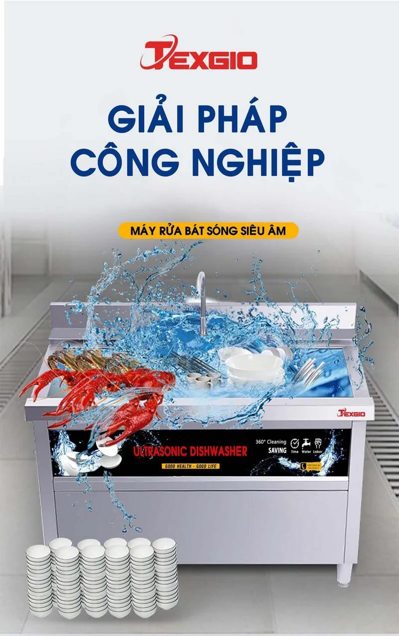 Máy Rửa Chén Bát Công Nghiệp Texgio Ultrasonic TGU-1000XS