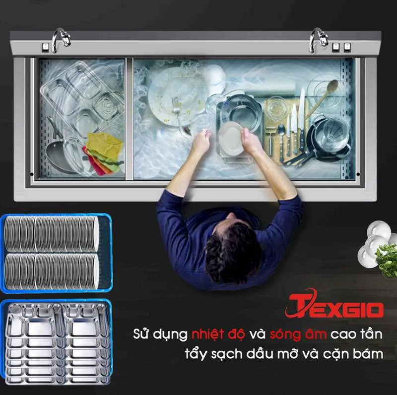 Máy Rửa Chén Bát Công Nghiệp Texgio Ultrasonic TGU-1800SD