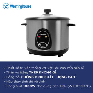 Nồi Cơm Điện Thép Không Gỉ 2.8l Westinghouse WKRC10D28