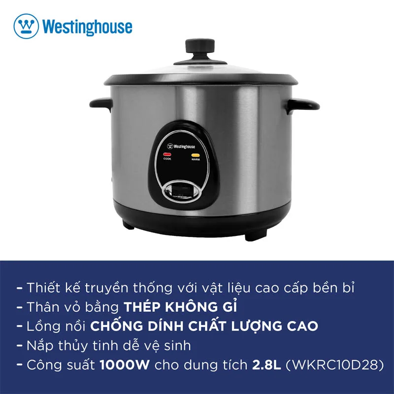 Nồi Cơm Điện Thép Không Gỉ 2.8l Westinghouse WKRC10D28 9 Nồi Cơm Điện Thép Không Gỉ 2.8l Westinghouse WKRC10D28
