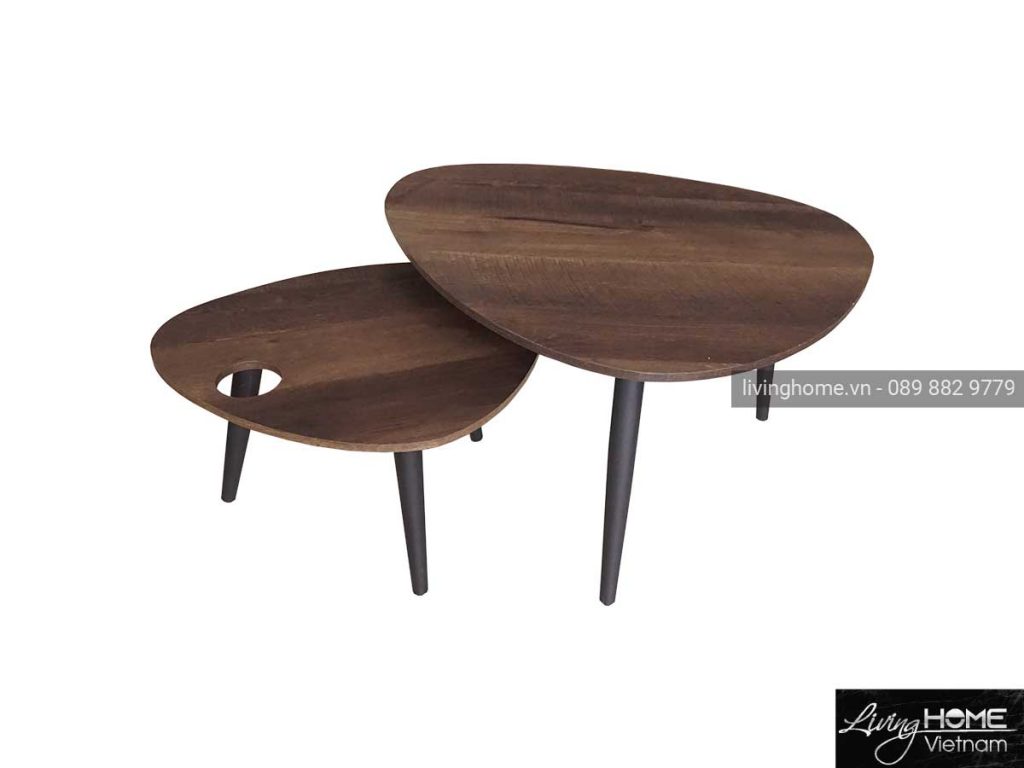 Bàn trà đôi mặt gỗ