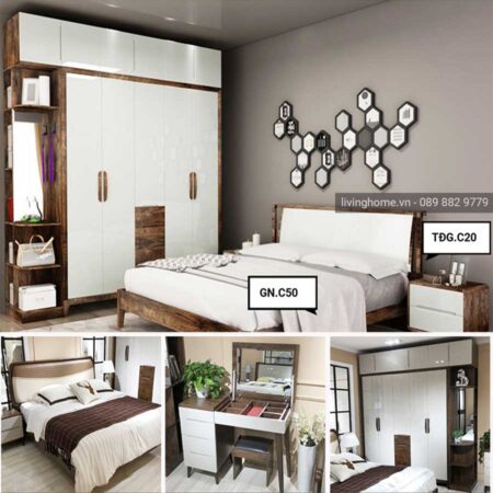 Bộ giường tủ nhập khẩu Living Home LVH-P006