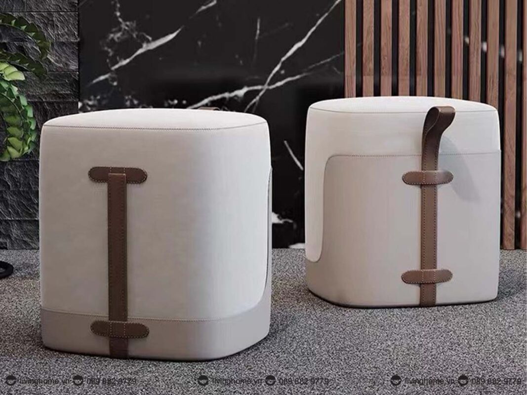 Đôn sofa tiện lợi bọc da đẹp tự nhiên 3 Đôn tiện lợi LVH - 02