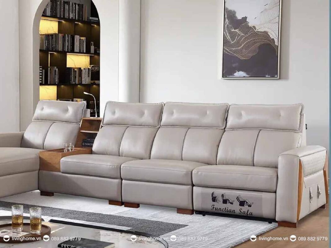 Sofa da nhập khẩu cao cấp Augustino màu trắng kem tinh giản 3 Sofa da nhập khẩu cao cấp Augustino
