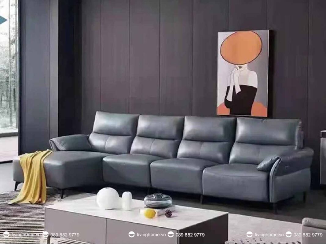 Sofa da nhập khẩu cao cấp Aureo xám ghi sang trọng 3 Sofa da nhập khẩu cao cấp Aureo