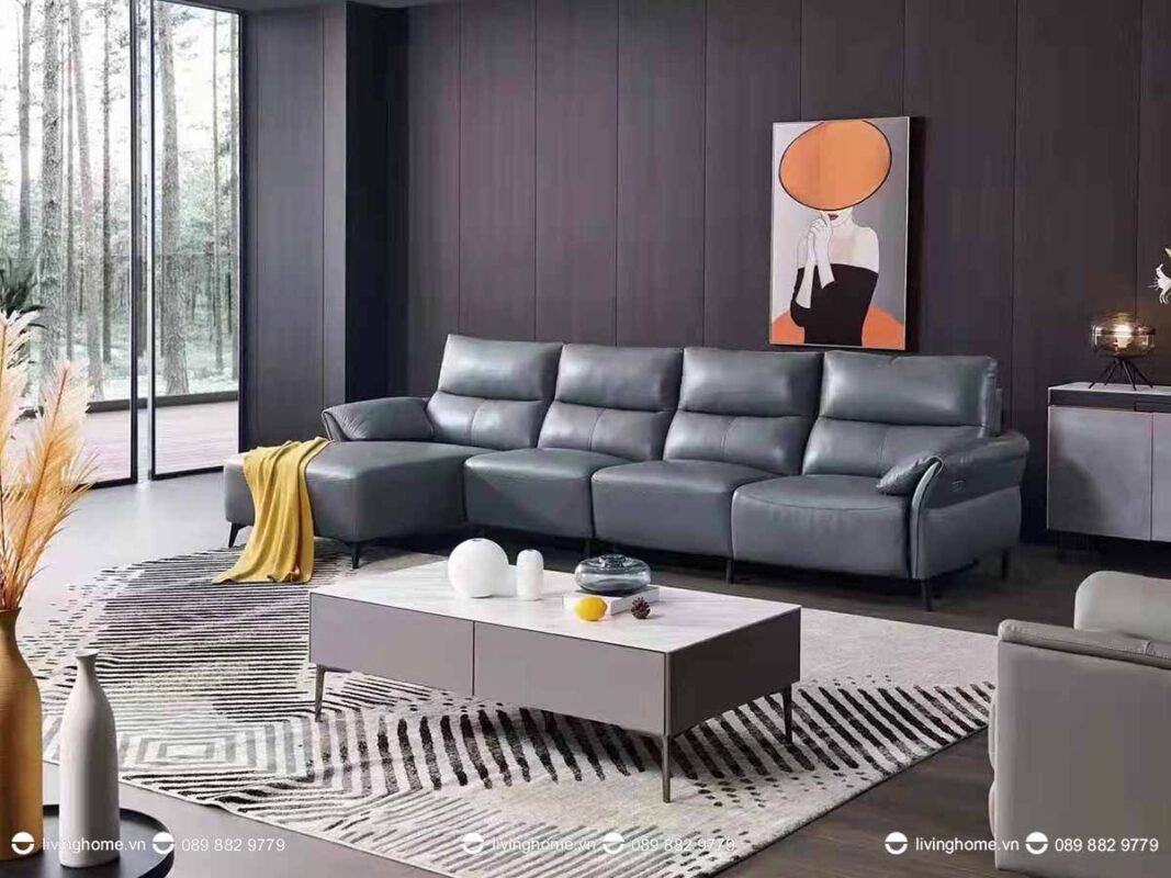 Sofa da nhập khẩu cao cấp Aureo xám ghi sang trọng 4 Sofa da nhập khẩu cao cấp Aureo