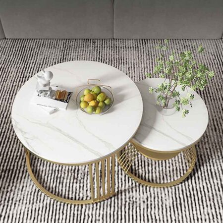 Bàn trà đôi mặt đá hiện đại Azami 18 Bàn trà đôi mặt đá hiện đại Azami