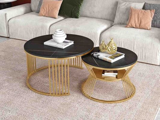 Bàn trà đôi mặt đá hiện đại Azami 16 Bàn trà đôi mặt đá hiện đại Azami