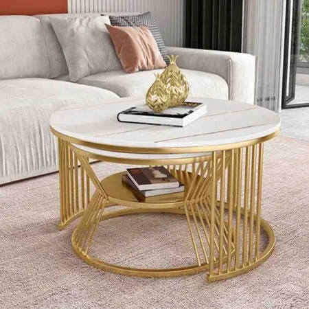 Bàn trà đôi mặt đá hiện đại Azami