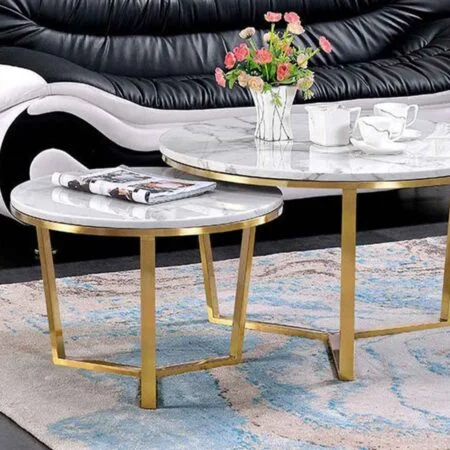 Bộ Bàn Trà Đôi Mặt Đá Ceramic Cao Cấp - Amaya 18 Bàn trà sofa Bắc Âu mặt đá cao cấp Amaya