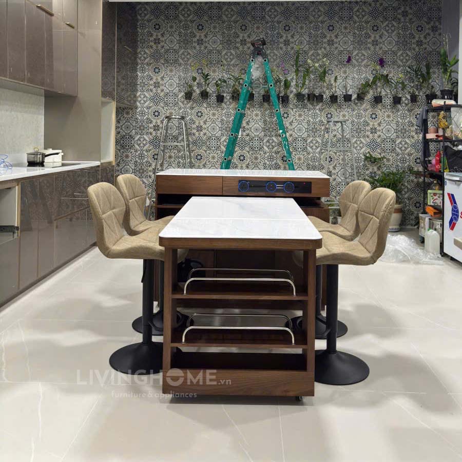 Bàn Đảo Bếp Chữ T Xoay Ngang Dọc Thông Minh - T918 14 Bàn Đảo Bếp Chữ T Xoay Ngang Dọc Thông Minh - T918