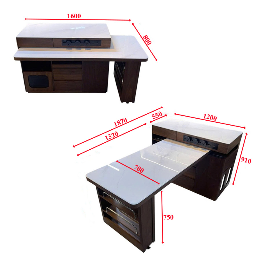 Bàn Đảo Bếp Chữ T Xoay Ngang Dọc Thông Minh - T918 15 Bàn Đảo Bếp Chữ T Xoay Ngang Dọc Thông Minh - T918